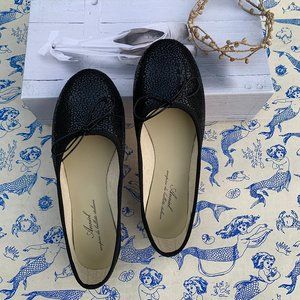 Anniel Italian Nero shimmering elegant black ballet flats